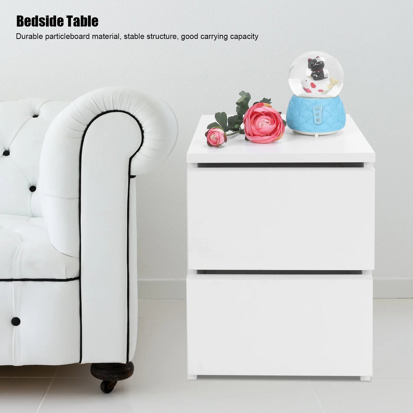 Bedside Table with 2 Drawers Modern Night Stand Home Bedroom Furniture