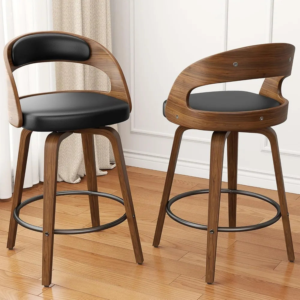 Swivel Bar Stools Set of 2 Counter Height Bentwood Bar Chairs