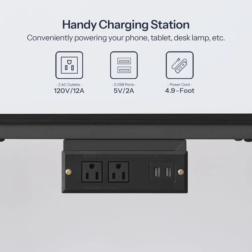 TV Stand with Charging Station LED Entertainment Center for 55 Inch TV