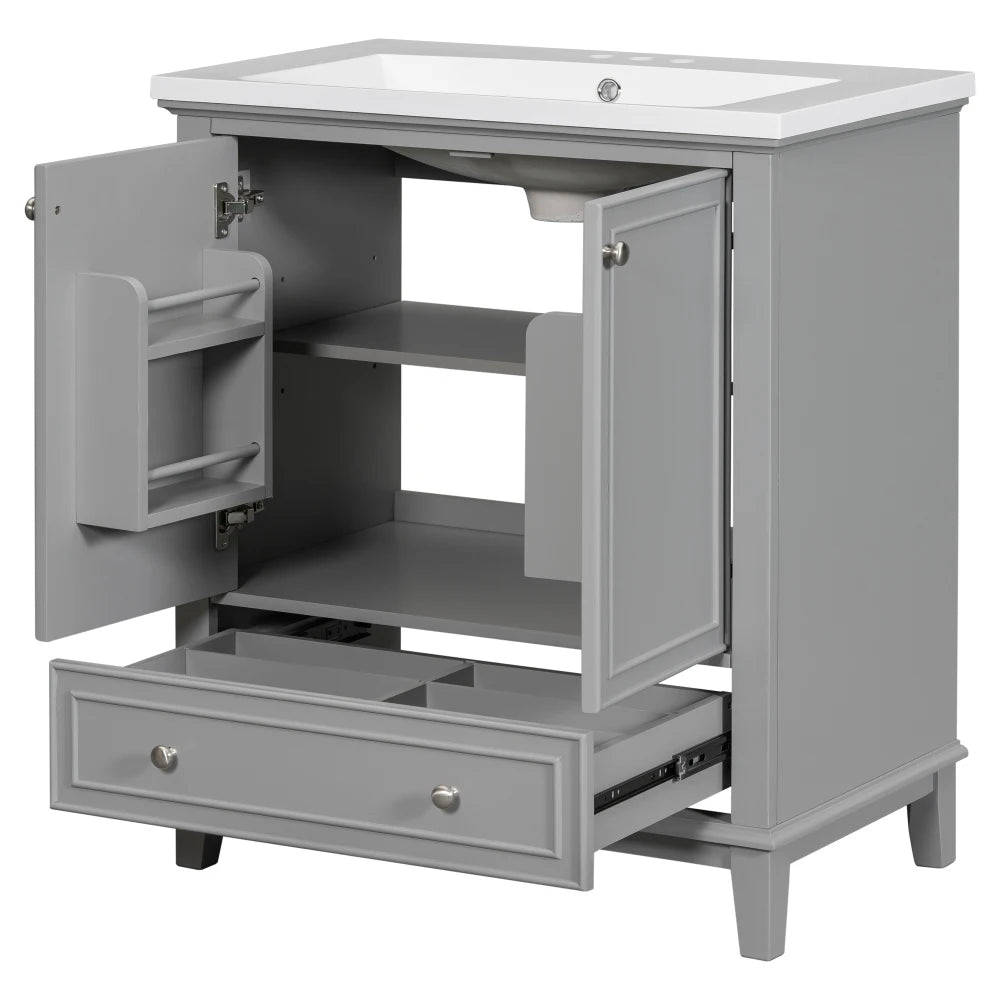 30 Bathroom Vanity Sink Combo Solid Wood MDF Cabinet Storage Modern
