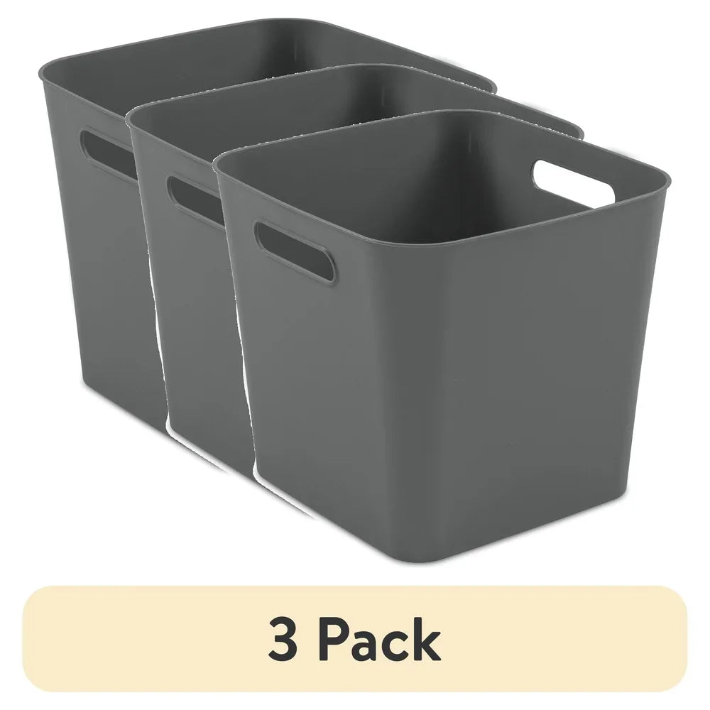 3 Pack Plastic Cube Storage Bins Easy Access Decorative Organizers