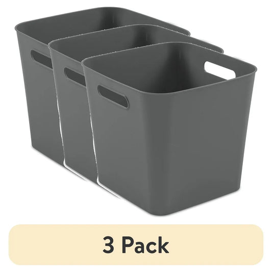 3 Pack Plastic Cube Storage Bins Easy Access Decorative Organizers
