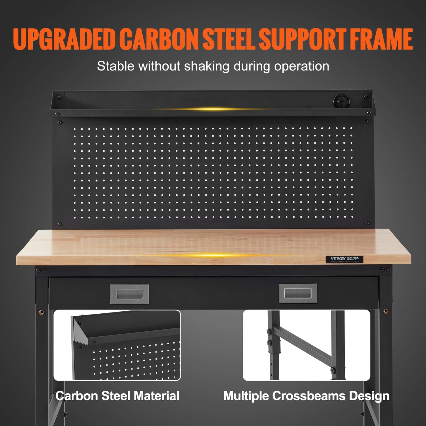 Ljustra Heavy Duty Oak Workbench 2000lbs Adjustable Garage Table