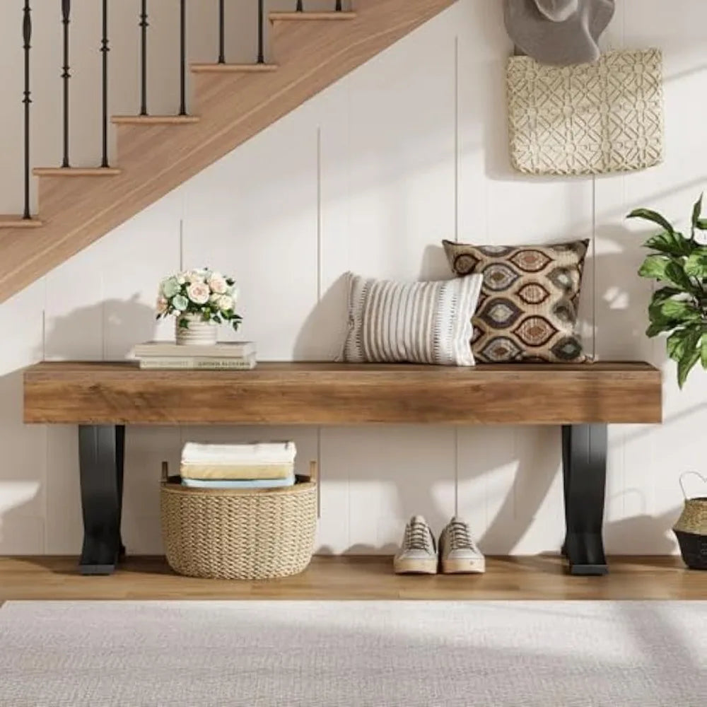 Ljustra Entryway Shoe Bench Industrial Style Long Stool Seating