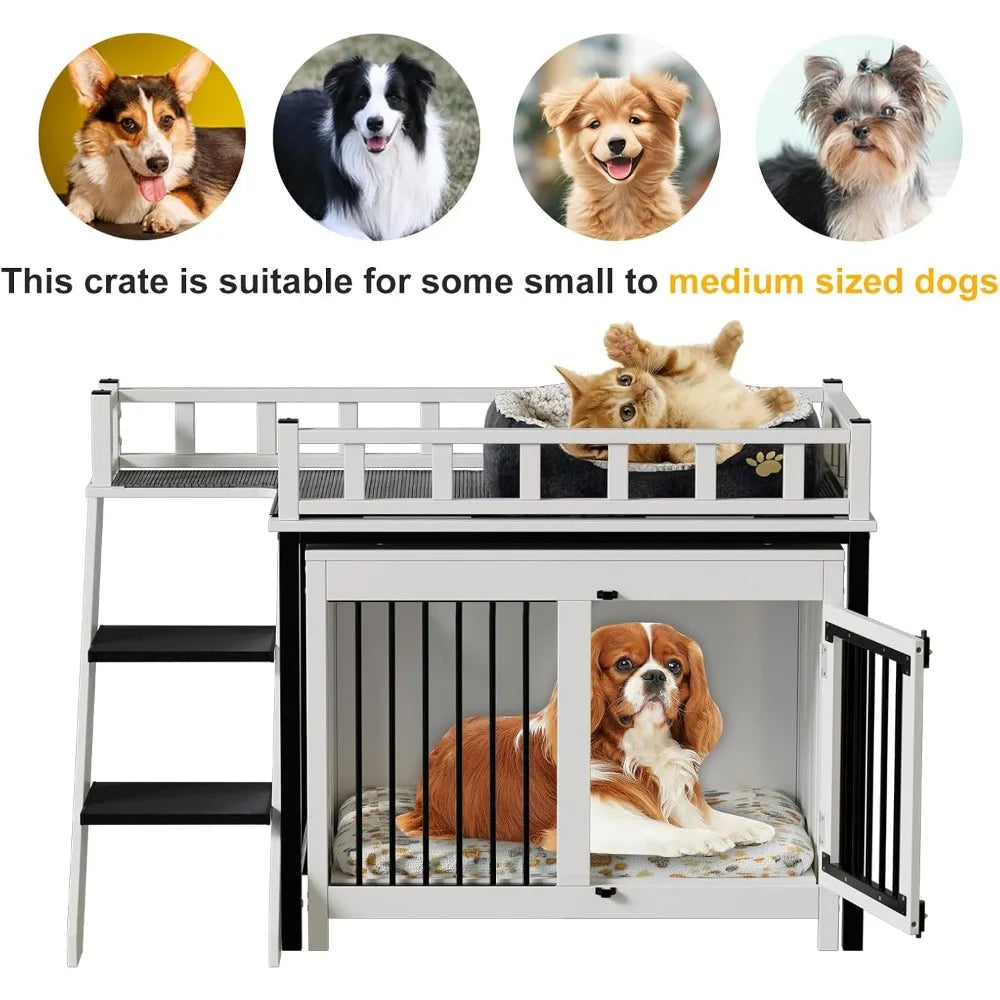 Loft Style Dog Crate Furniture Double Doors Heavy Duty Indoor Kennel