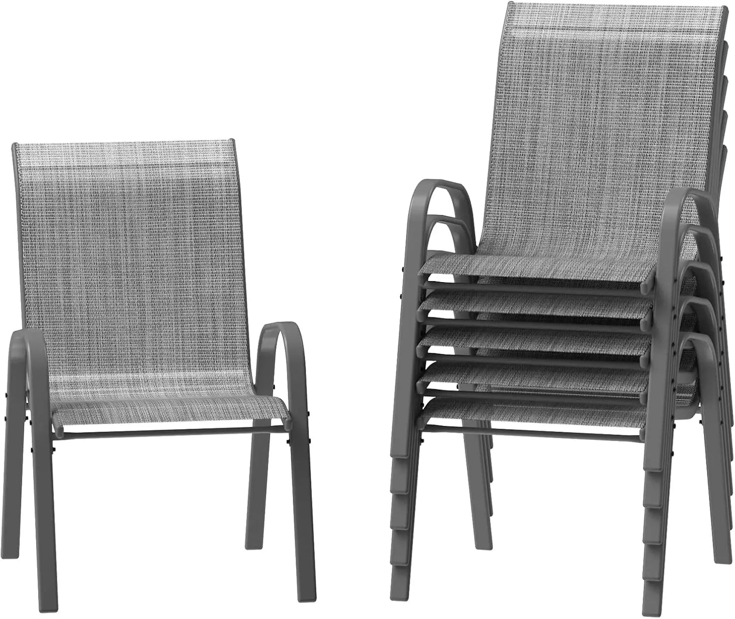 Stackable Outdoor Dining Chairs Set of 6 High Back Garden Chairs