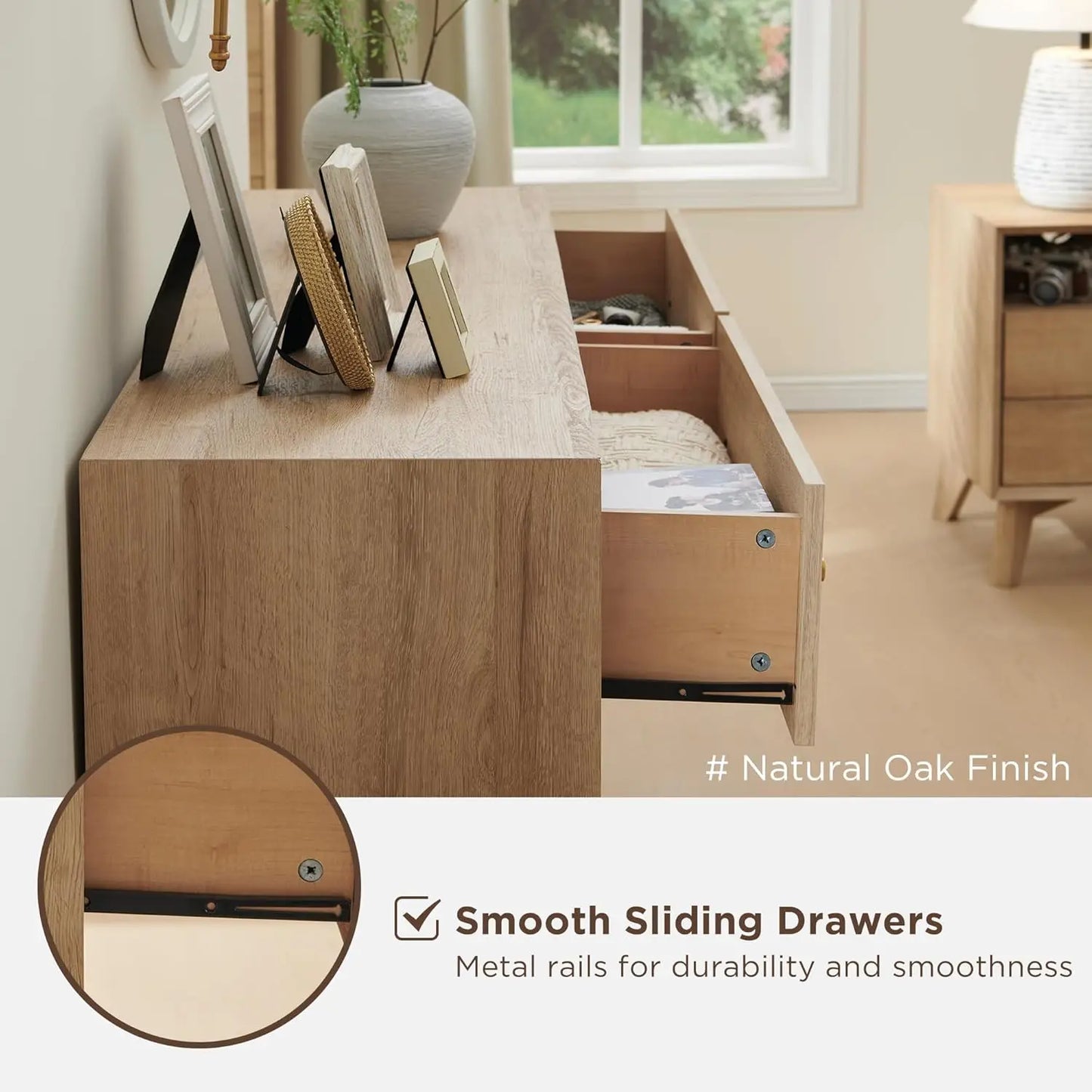 6 Drawer Dresser Mid Century Modern Chest of Drawers Wood Organizer