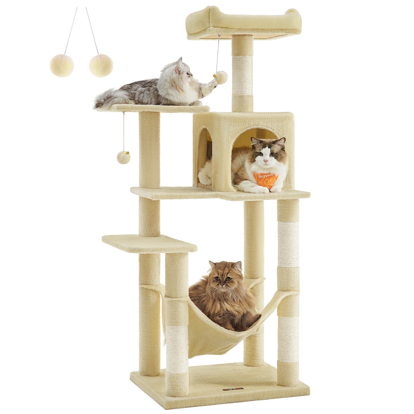 Ljustra 56 Inch Cat Tree Multi-Level Cat Condo with Scratching Posts