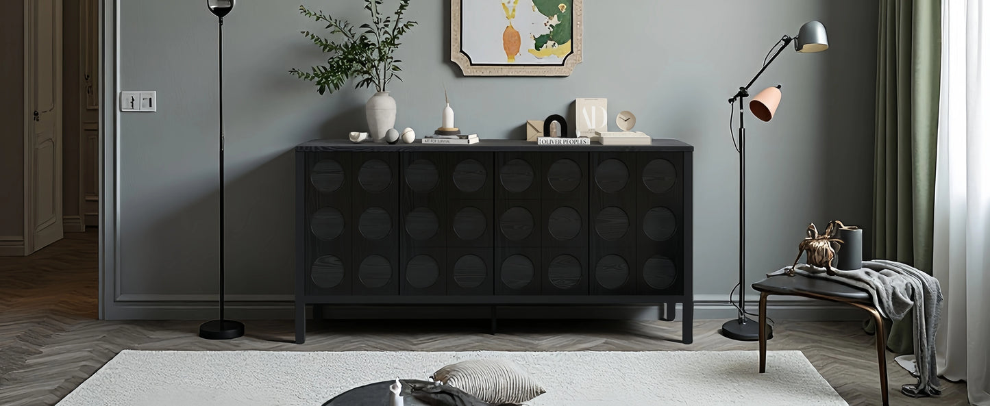 Stylish Wooden Storage Cabinet Sideboard with Geometric Circle Design