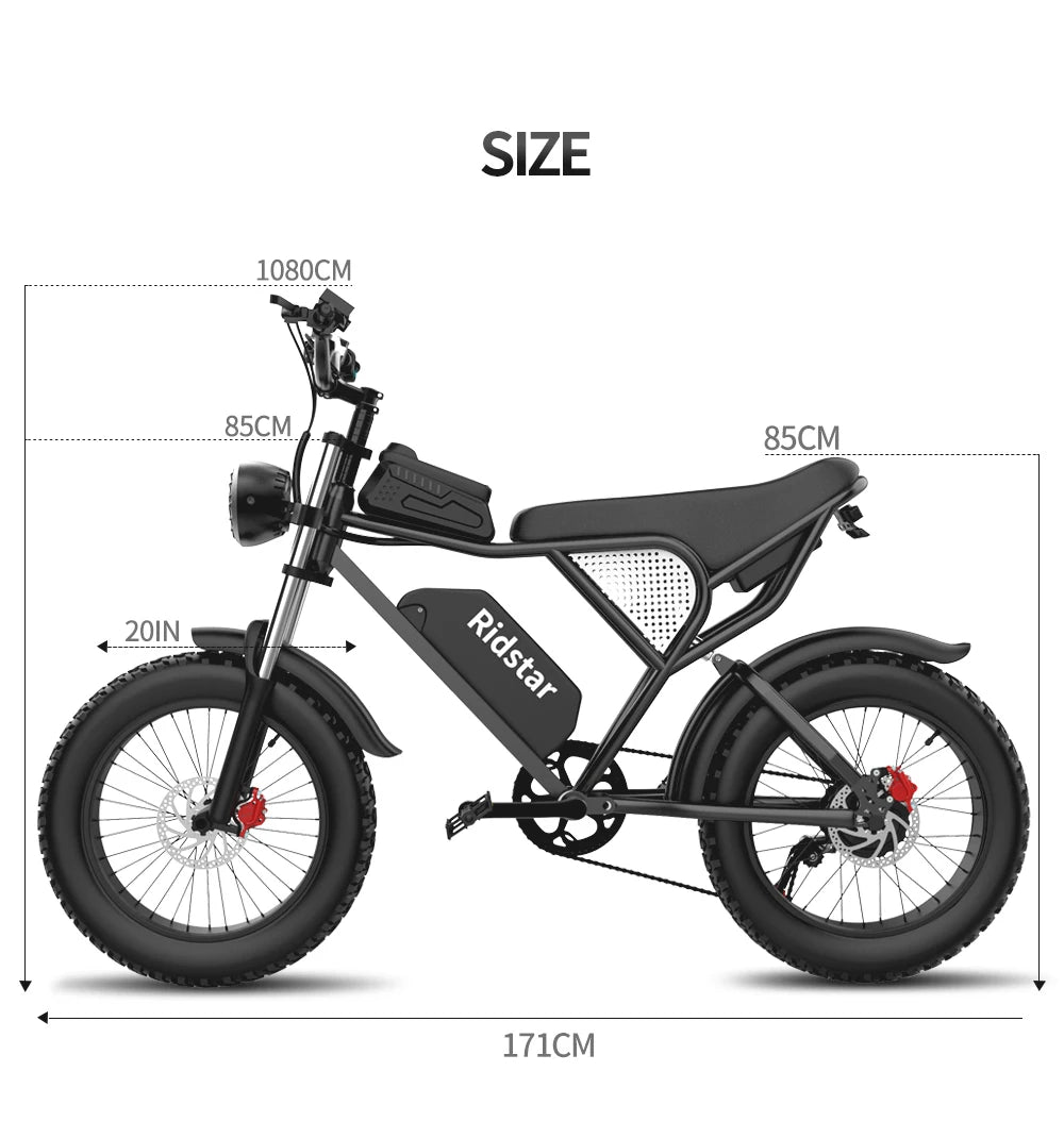 Electric Bike 1000W Motor 48V 15AH Battery All-terrain Fat Tire E-Bike
