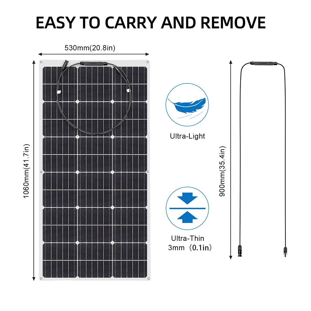 Ljustra Flexible Solar Panel 100W 150W 200W 300W for Camping Home Car