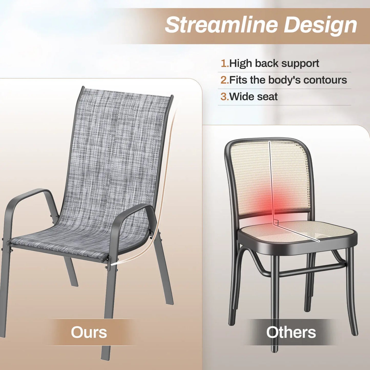 Metal Stackable Outdoor Dining Chairs Set of 4 for Patio Garden