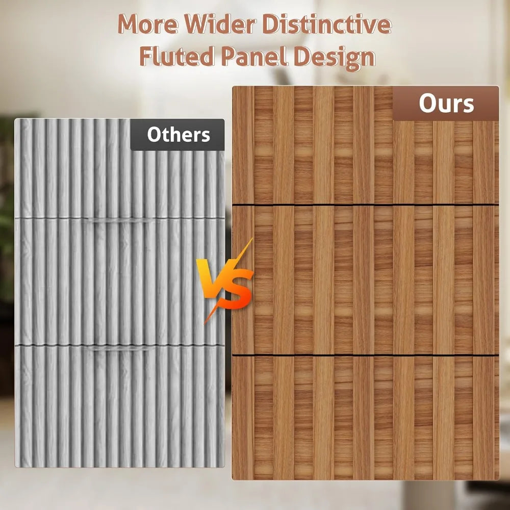 Fluted Dresser 59" Wide 9 Drawer Mid Century Modern Wood Chest