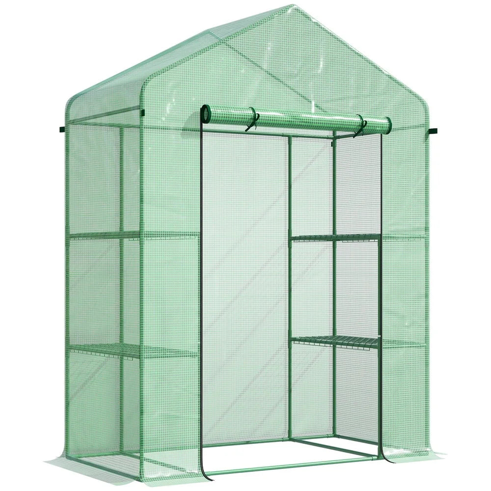 Portable Mini Walk-in Greenhouse Kit 3 Tier Shelves Outdoor Protection