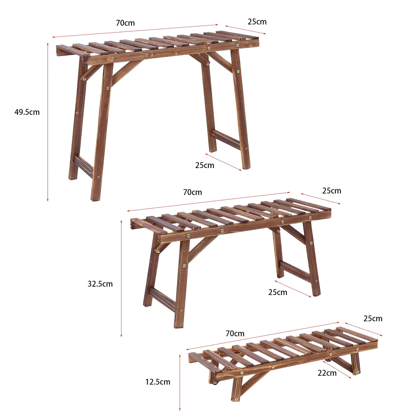 Large 3 Tier Step Plant Stand Wood Ladder Shelf Indoor Outdoor Display