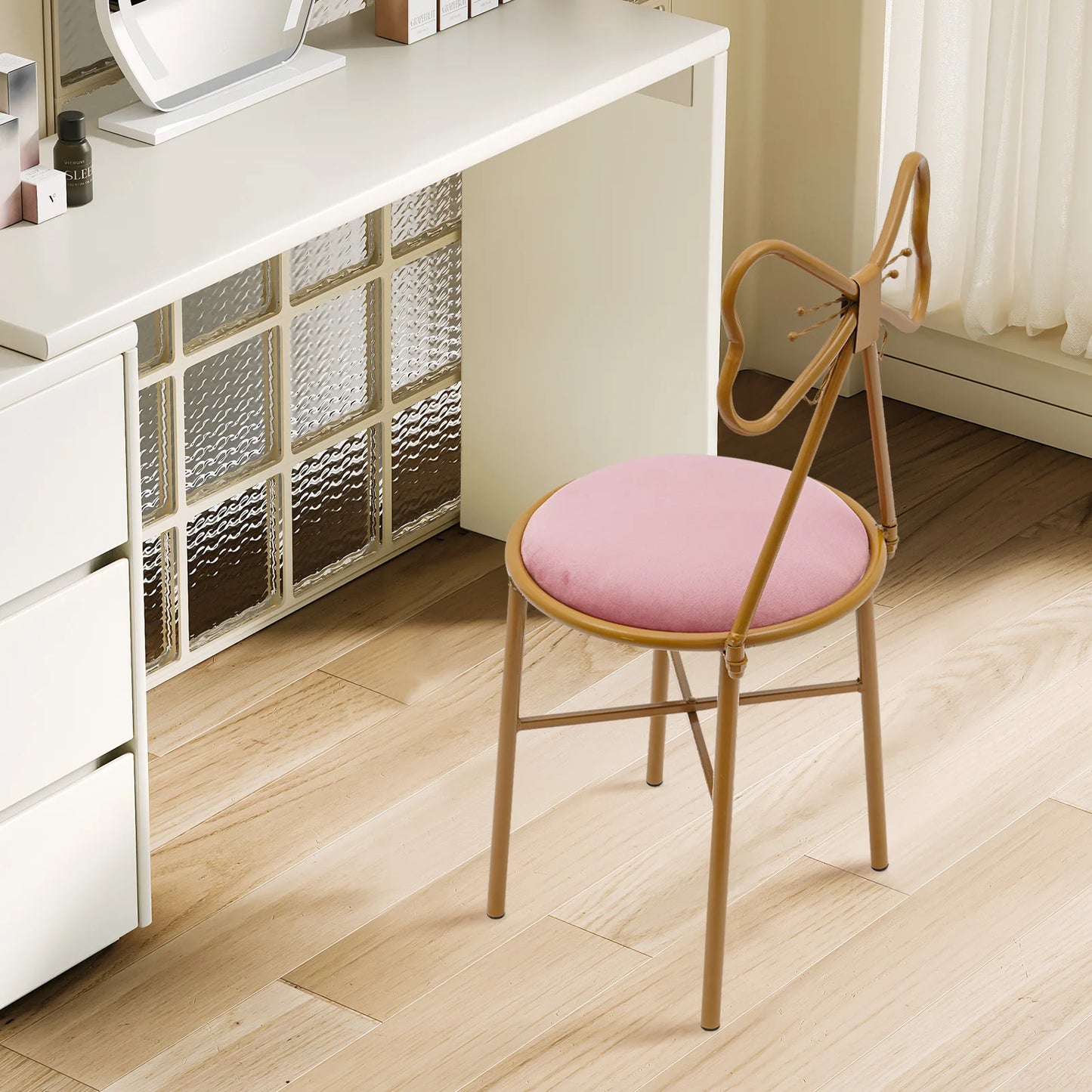 Butterfly Vanity Chair Makeup Dining Chair with Backrest 100kg Capacity