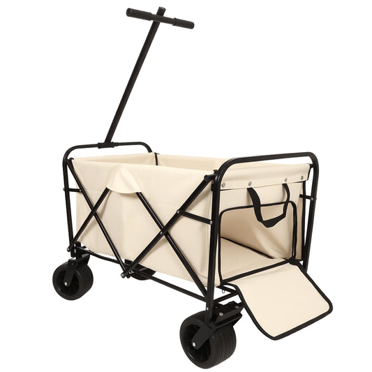 Heavy-Duty Folding Wagon All-Terrain Garden Cart 360° Rotating Wheels