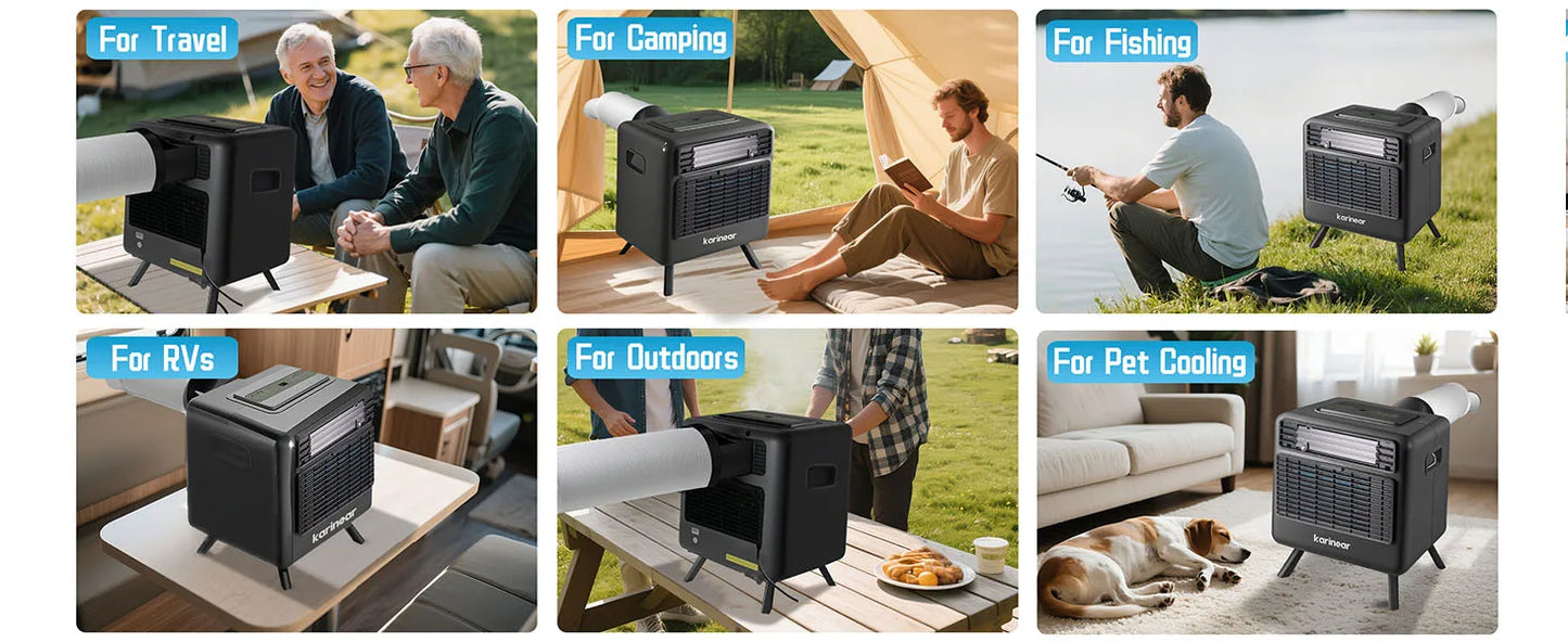Portable Air Conditioner Camping 3300BTU Fast Cooling 60°F Tent RV