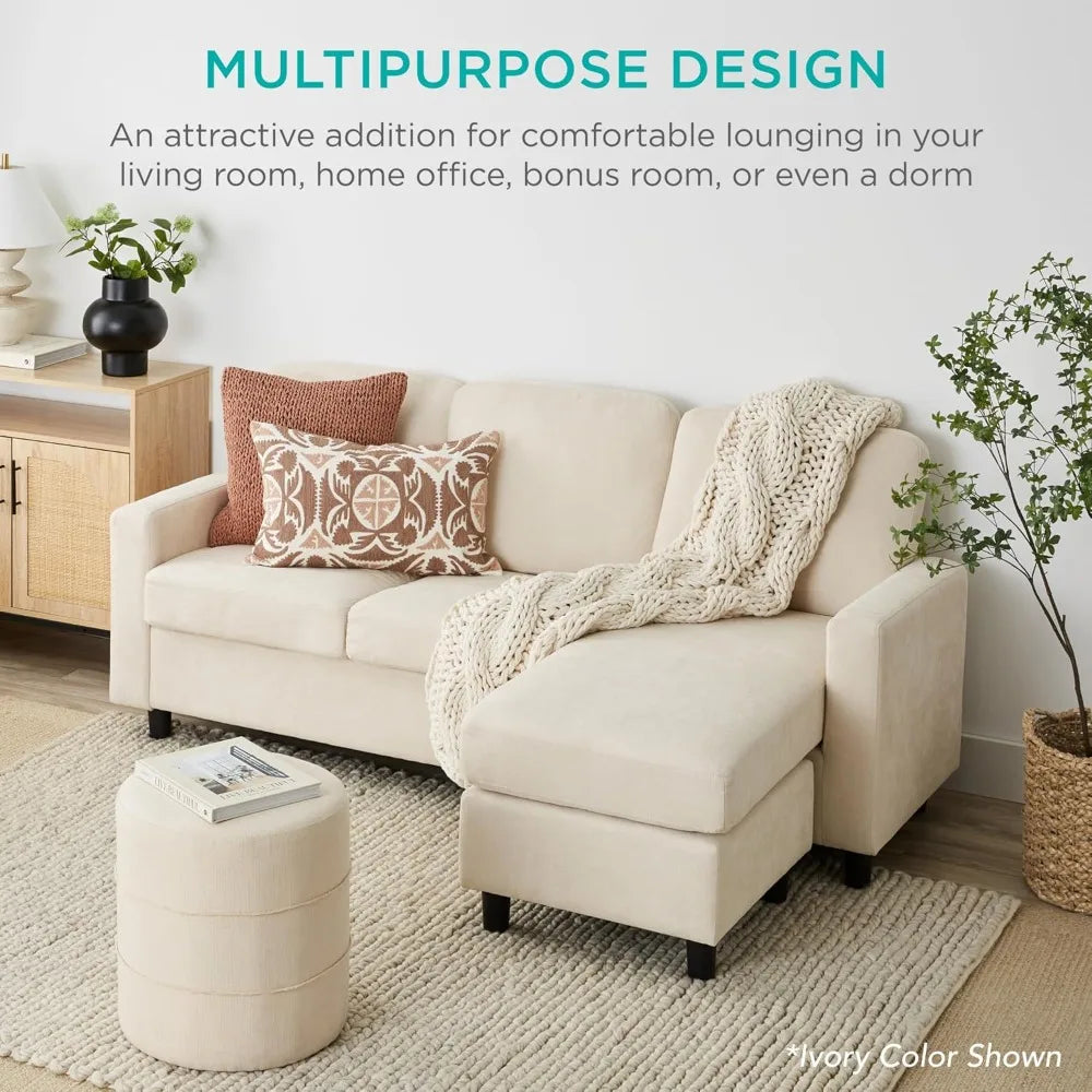 Ljustra Upholstered Sectional Sofa Compact L-Shape Chaise Lounge