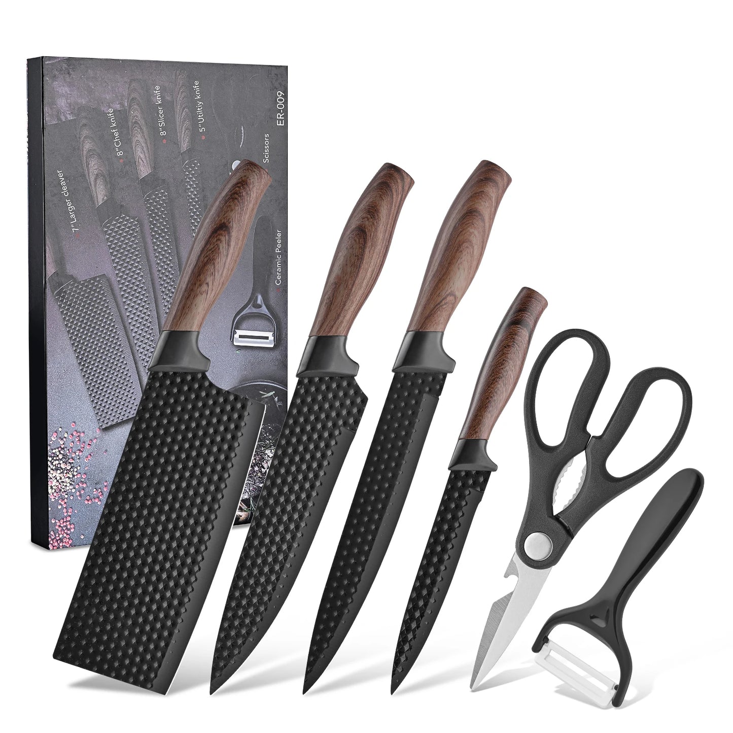 Ljustra Professional 6-Piece Kitchen Knife Set High Carbon Stainless Steel