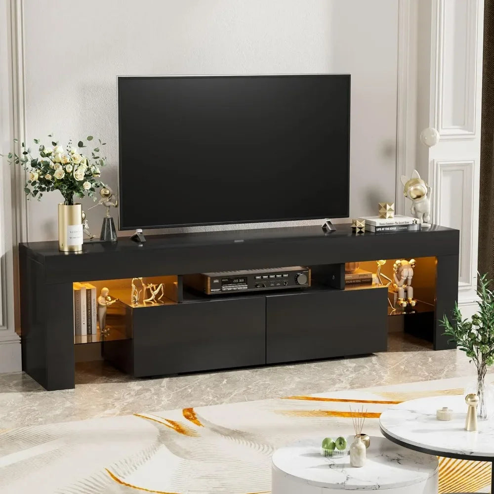 Modern LED TV Stand for 70 Inch TVs with RGB Lighting and Storage