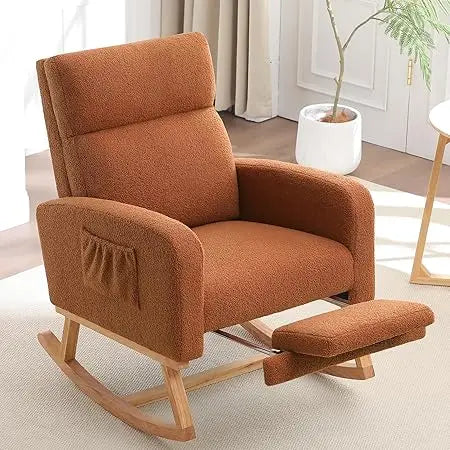Ljustra Rocking Chair with Foot Rest Nursing Glider High Backrest Comfort
