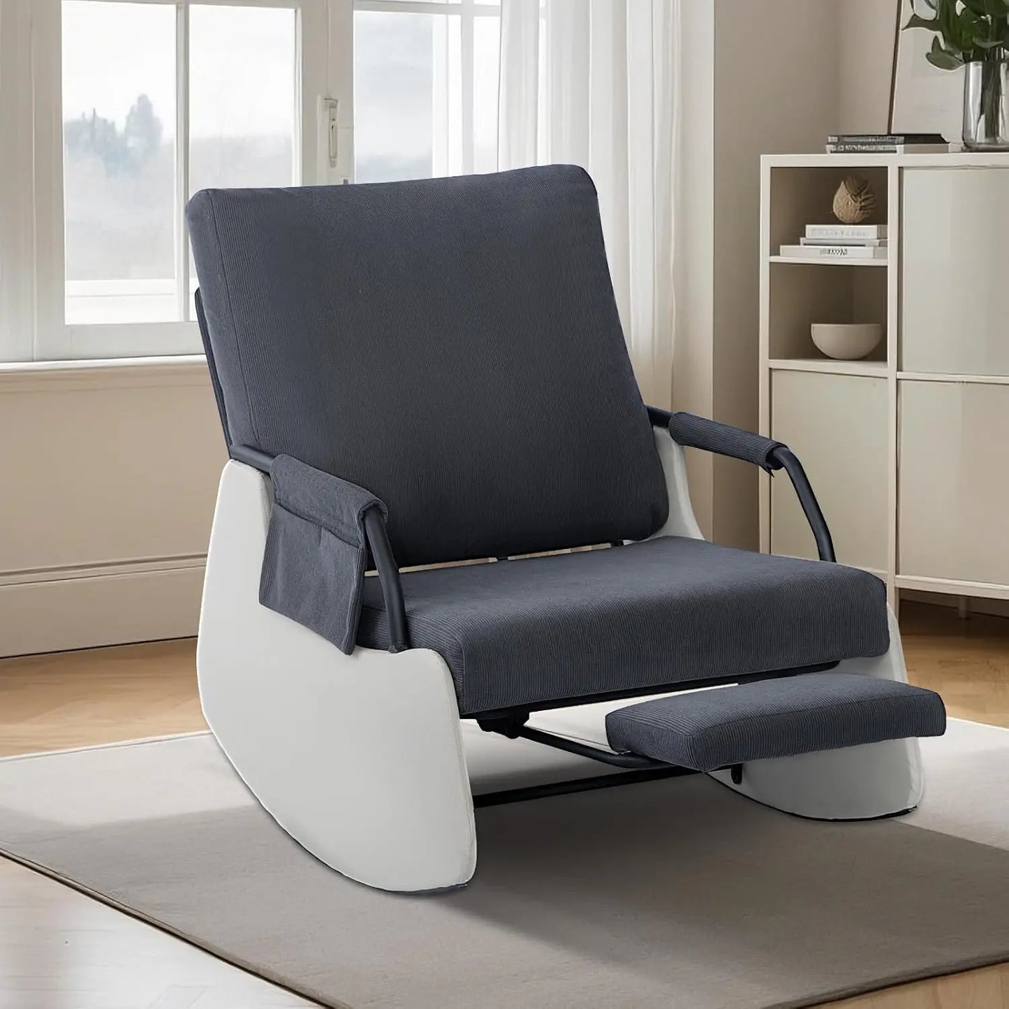 Ljustra Rocking Recliner Chair Modern Sofa Upholstered Glider 3 Levels