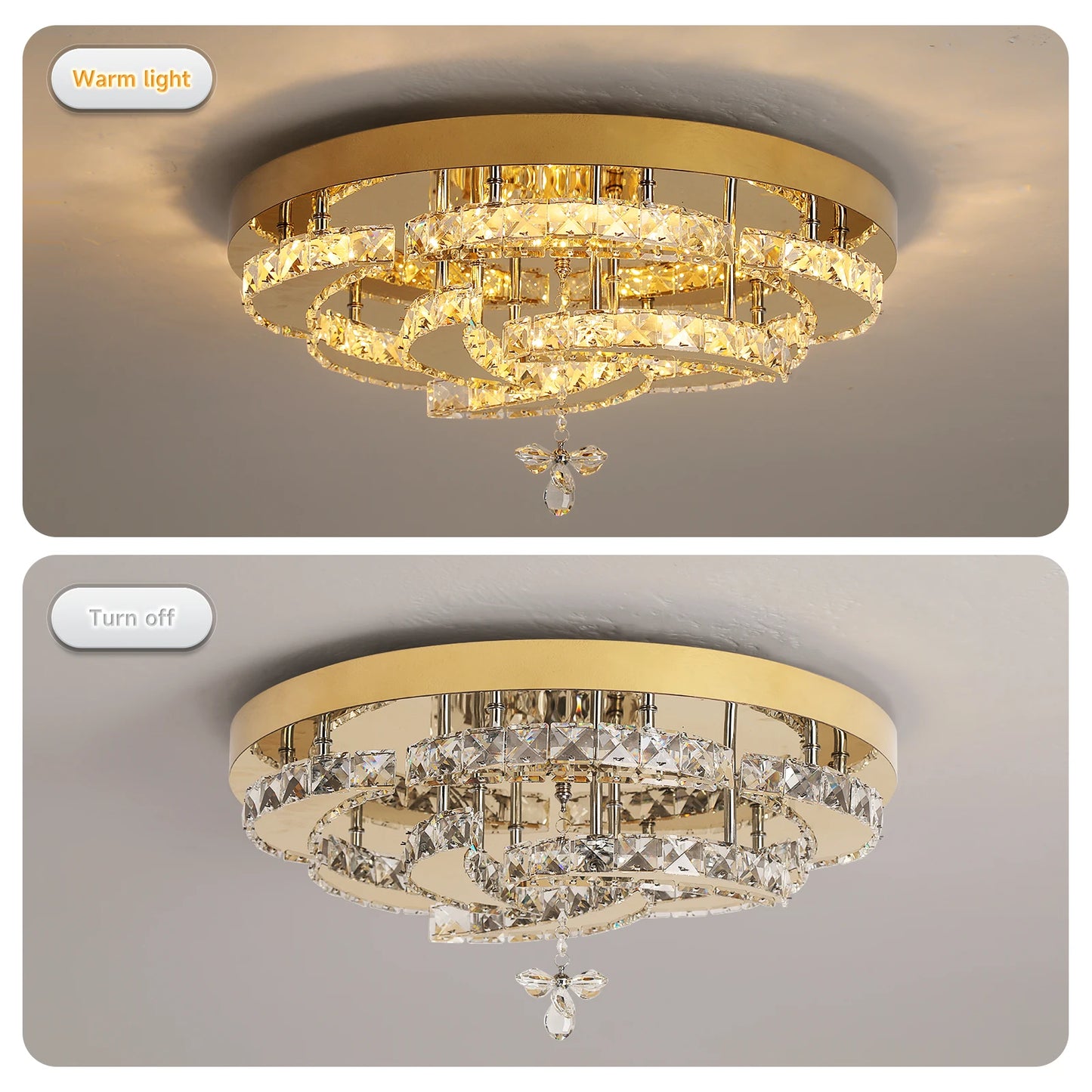 Modern Crystal Drop Chandelier LED Ceiling Light Home Decor