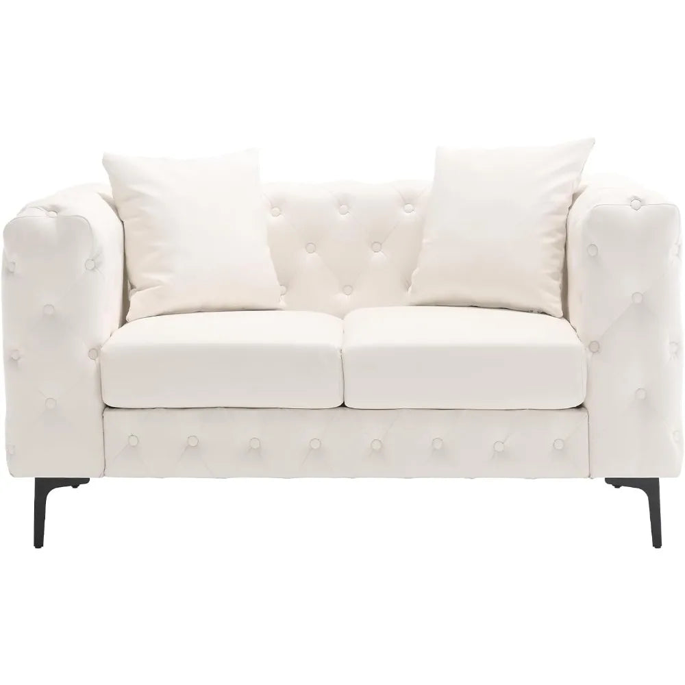 Chesterfield Faux Leather Loveseat Modern PU Leather Couch Sofa