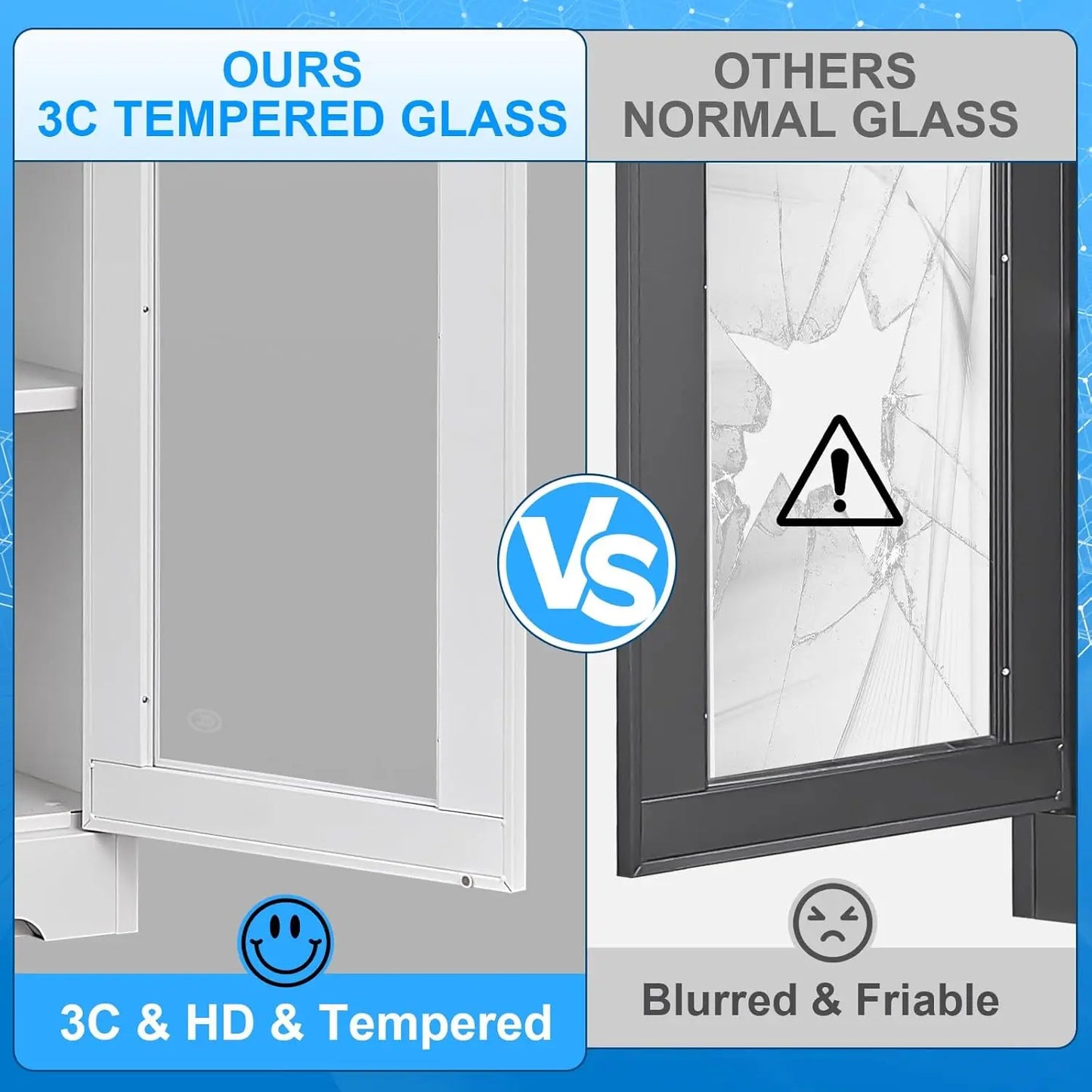 Display Cabinet Glass Doors Metal Curio Lock Shelves 71 Inch Tall Case