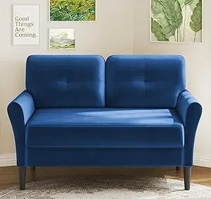 Ljustra Small Velvet Loveseat Sofa 48 Inch Comfy Couch for Bedroom