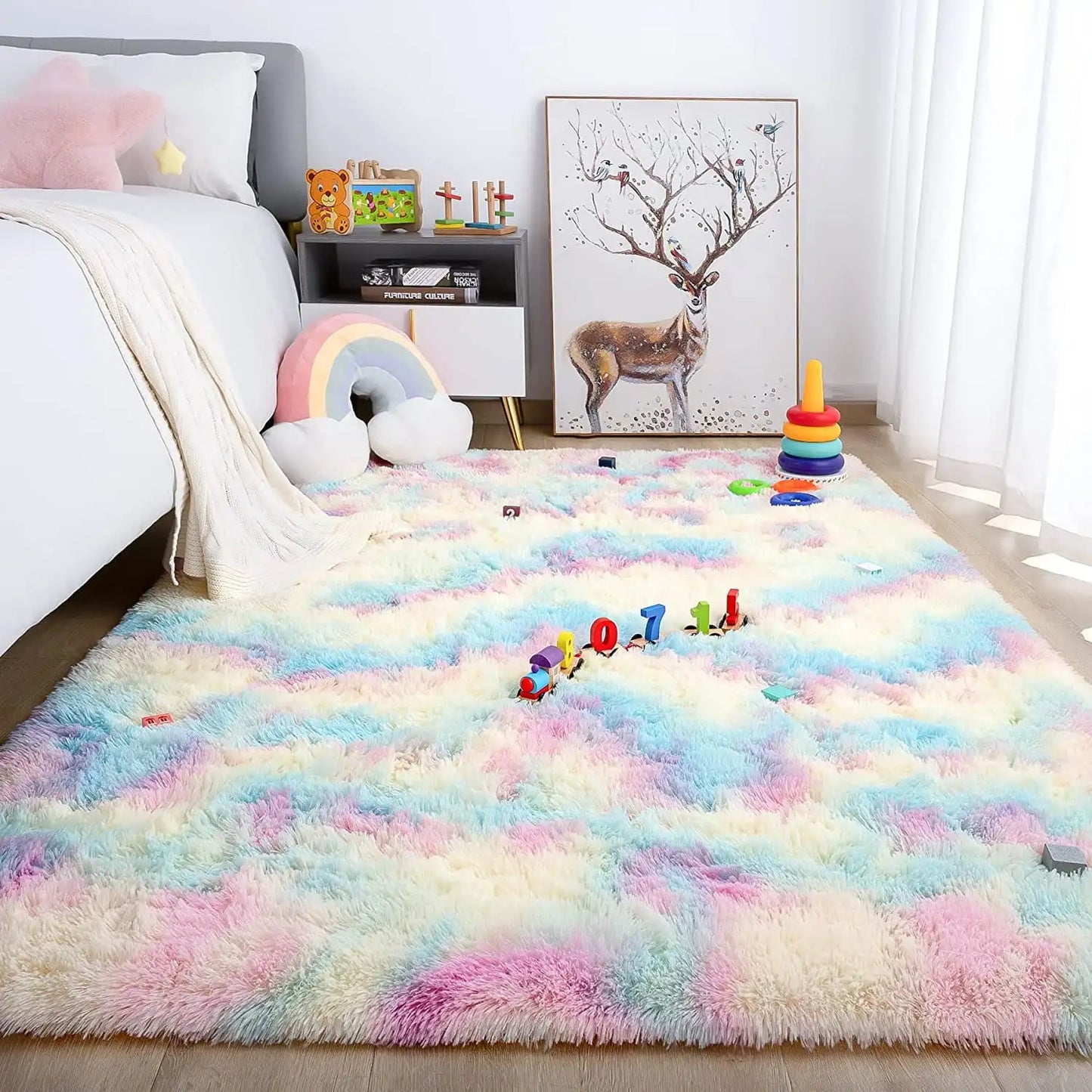 Ljustra Super Soft Plush Tie Dye Velvet Rug for Living Room Bedroom