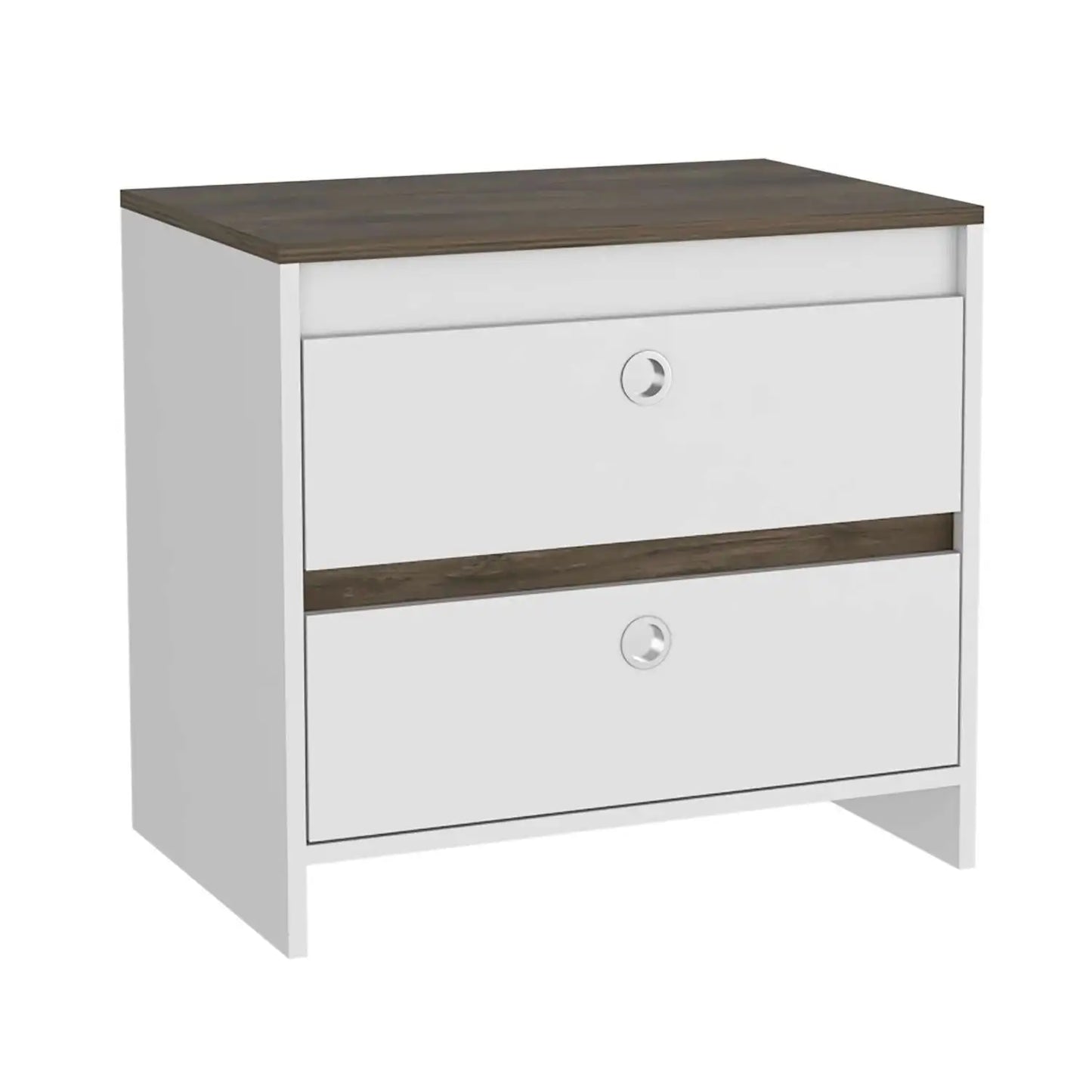 Idaly Nightstand Modern Bedroom Furniture Two Drawers White Dark Brown