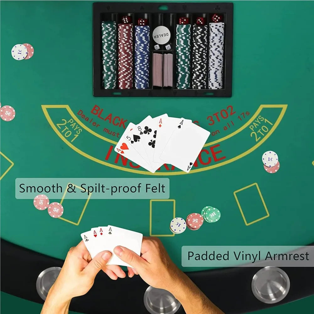 7 Player Blackjack Table Folding Legs Casino Game Table Cup Holders