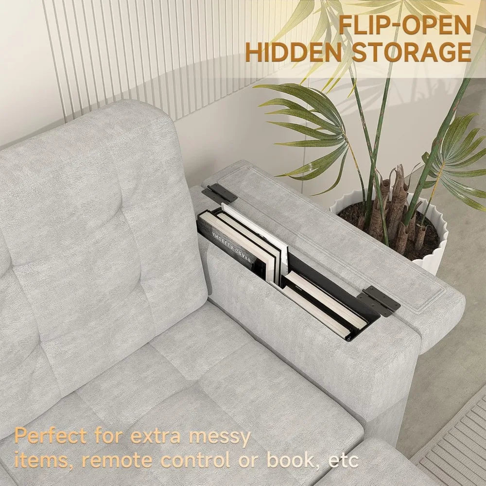 Ljustra 84 Inch Convertible Sectional Sofa L-Shape Pull Out Couch