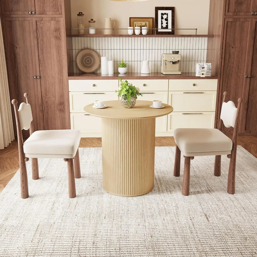 31.5" Round Dining Table Small Kitchen Table for 2-4 People Farmhouse