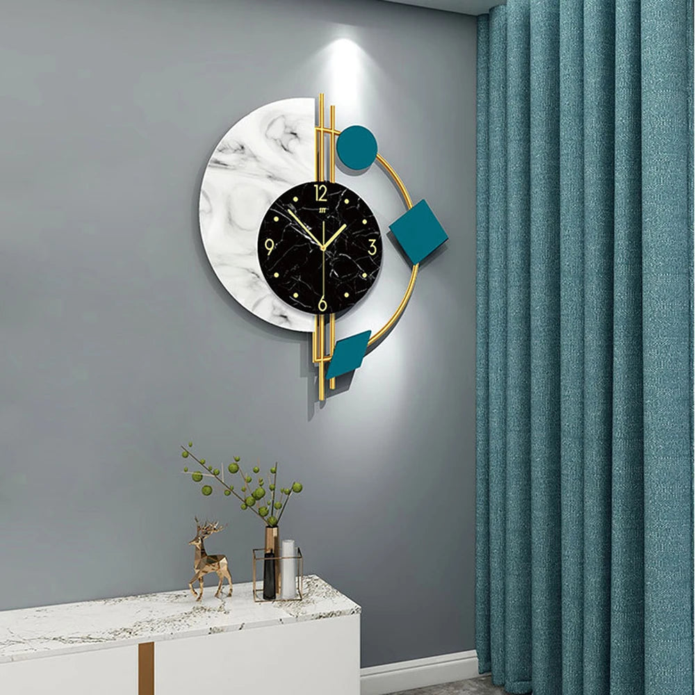 Silent Quartz Wall Clock Marble Design for Living Room Bedroom Decor Gift