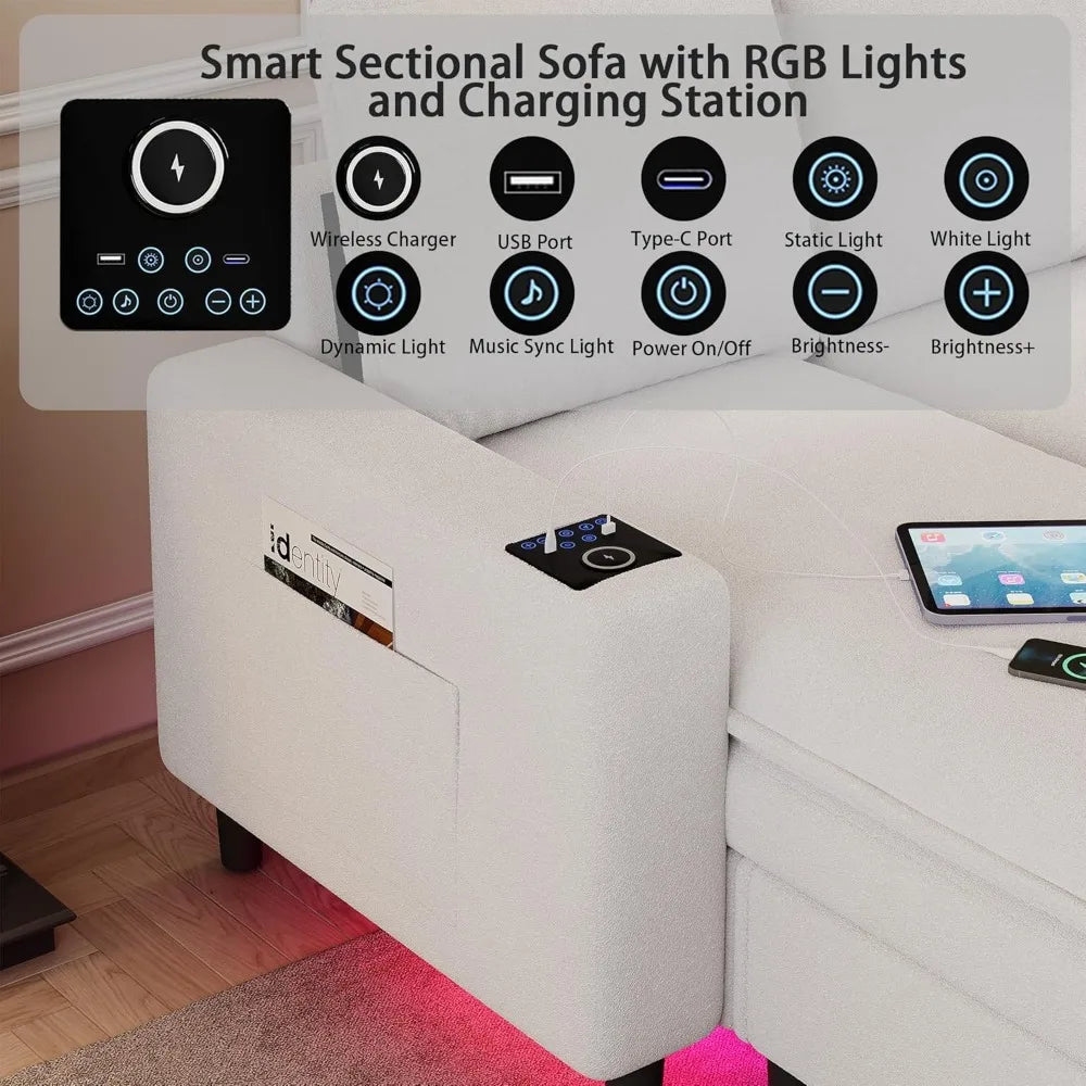 Ljustra Sectional Couch 4 Seat Sofa Storage Ottoman Modern Living Room