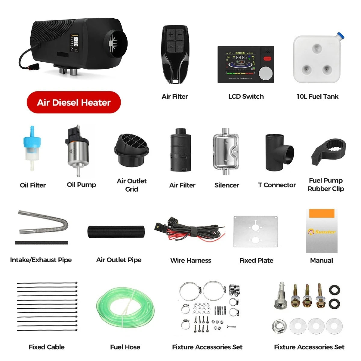 8KW Portable Diesel Air Heater 12V 24V Bluetooth Low Noise LCD Control