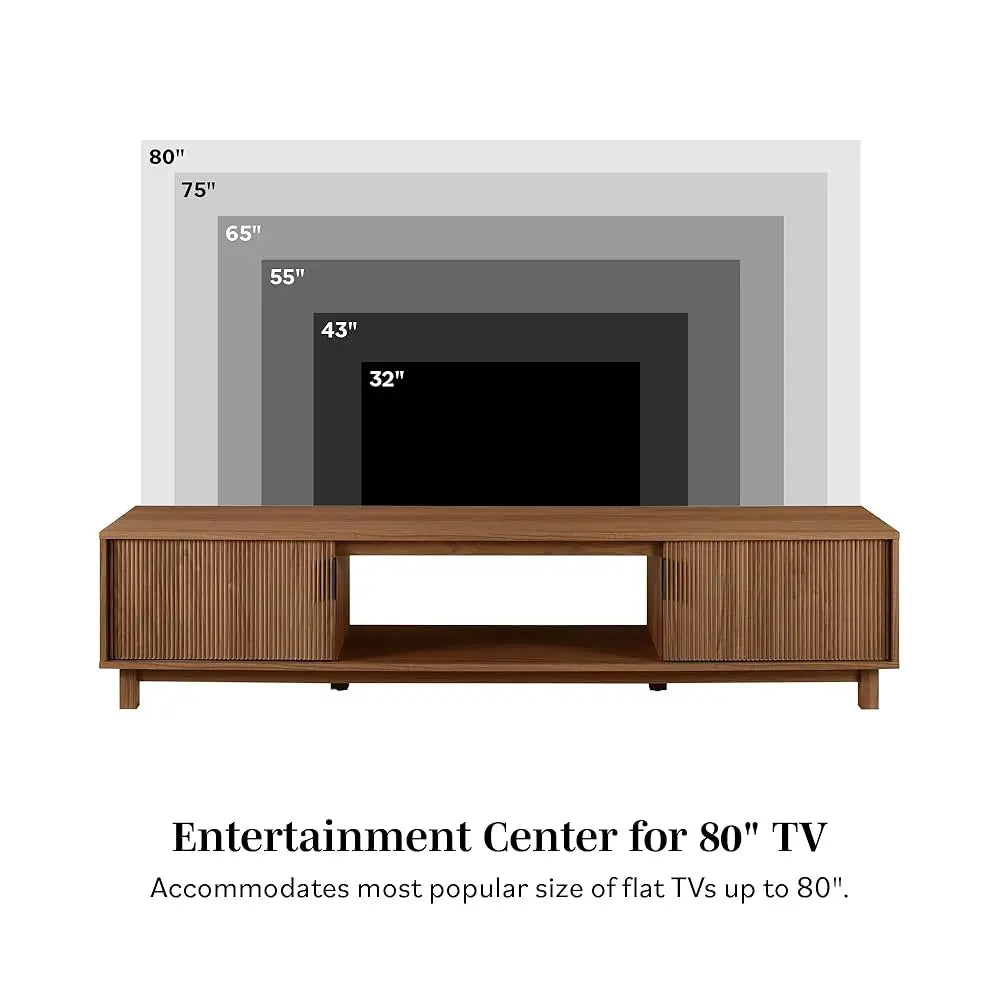 Walton Modern Fluted-Door TV Stand Low Profile for TVs Up to 80 Inch