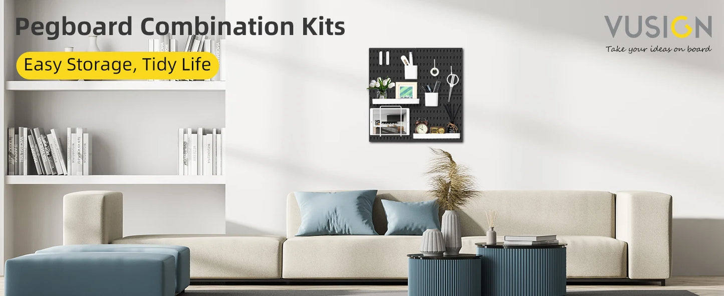 Deli 4pcs 22x22 Wall Organizer Kit with 17 Accessories for Storage