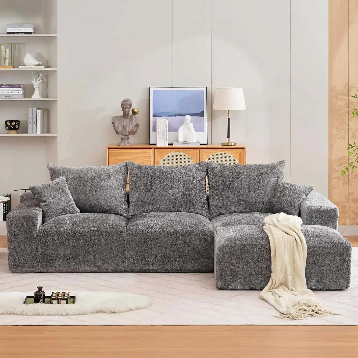 Luxury Modular 110" Sectional Sofa L-Shaped Cloud Couch Chaise Lounge