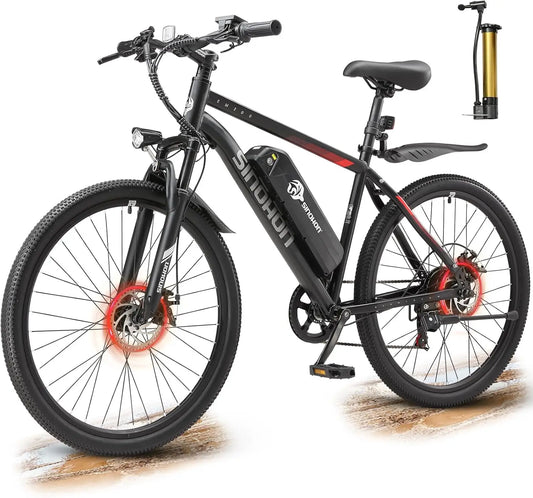 26" Electric Bike 500W Motor 375Wh Battery 20MPH 7-Speed Gears