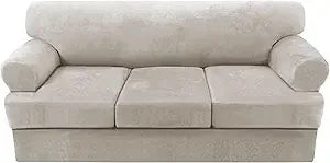 4-Piece Velvet Sofa Slipcover T-Cushion Stretch Fit | Couch Cover 72-90"