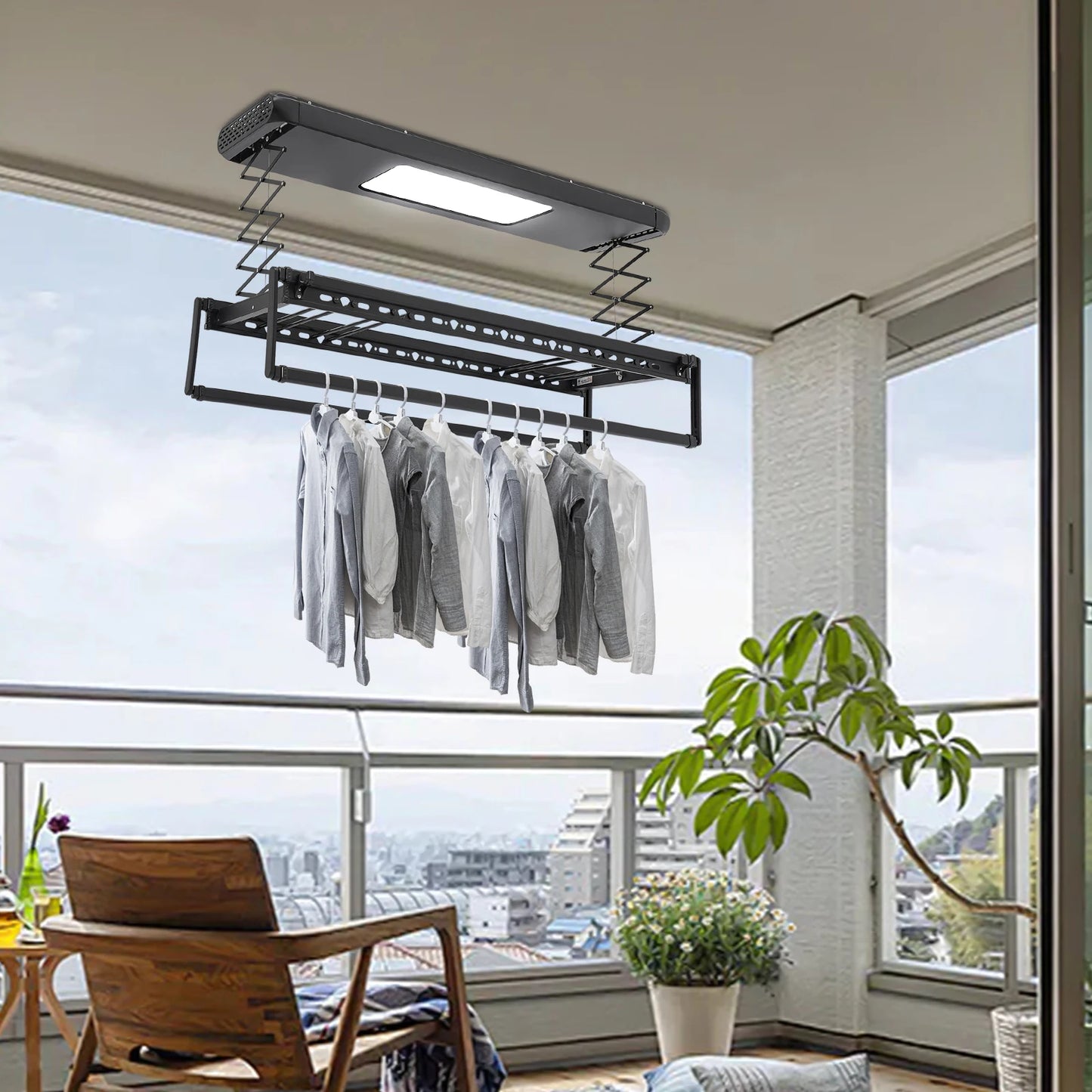 Electric Telescopic Clothes Dryer with Remote Control for Home Use