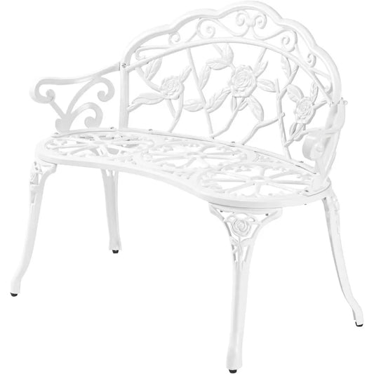Patio Park Garden Metal Rose Bench Outdoor Cast Iron Aluminum Chair