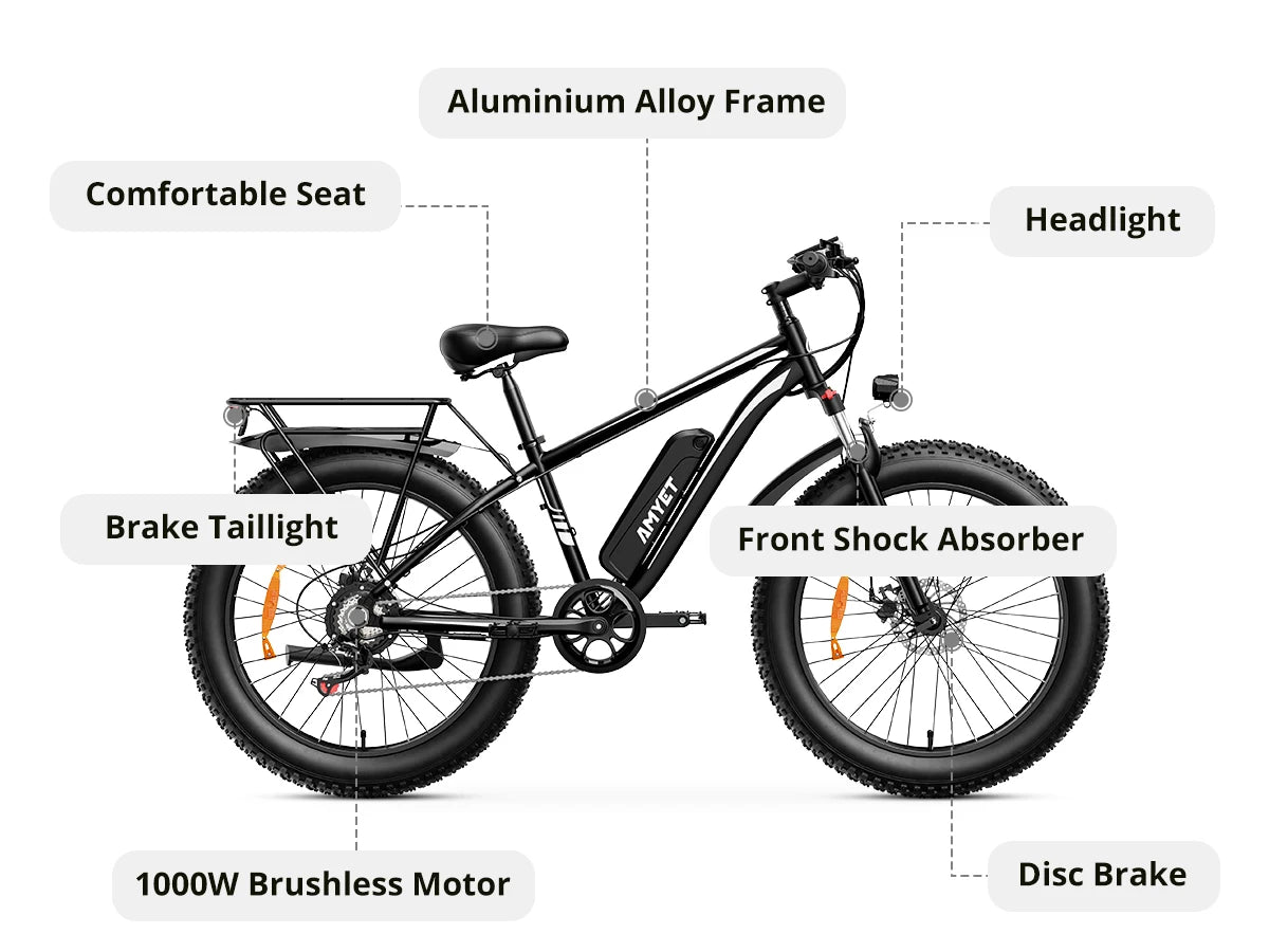 Ljustra AMYET EB26 Electric Bike 1000W 48V Fat Tire Mountain Ebike