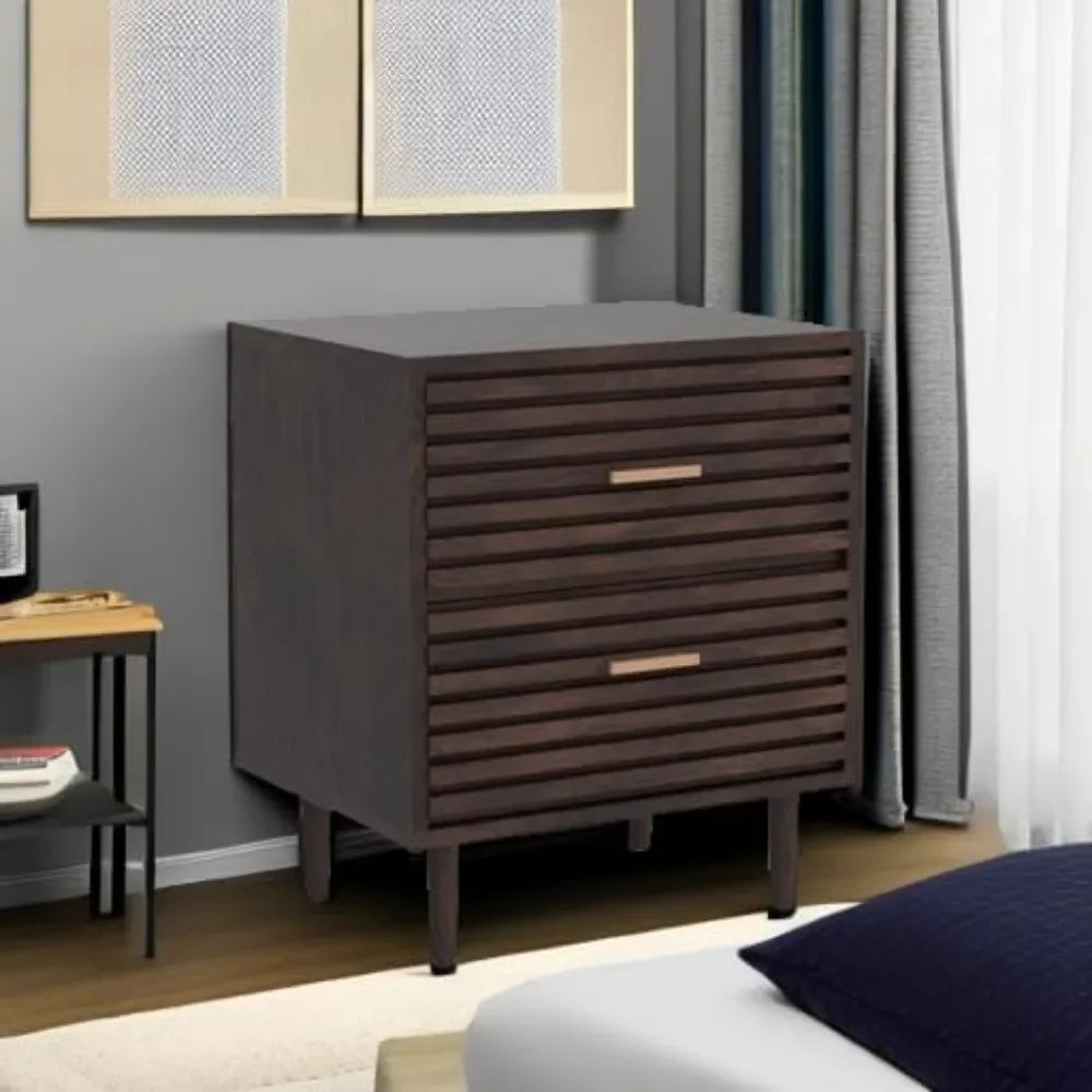 Mid Century Modern Bedside Table Nightstand with Drawers Storage