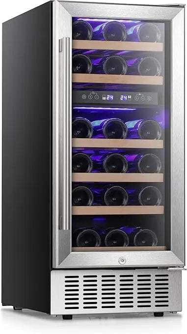Under-Counter Dual Zone 15 Inch Wine Cooler Refrigerator 28 Bottles