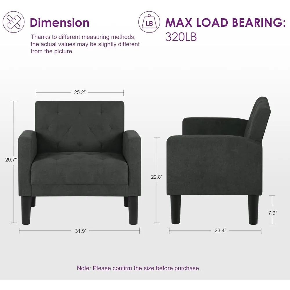 Accent Chairs Set of 2 Mid Century Modern Upholstered Living Room Chairs